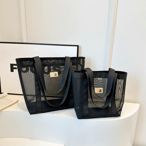 纯色网纱手提袋大容量时尚洗漱包