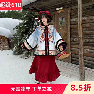 女汉元素国风洛丽塔套装裙圣诞拜年服白雪公主童话系列lolita汉服