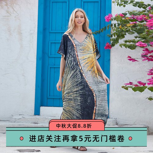 12色跨境亚马逊新款度假沙滩裙比基尼防晒衣泳衣外罩衫3903