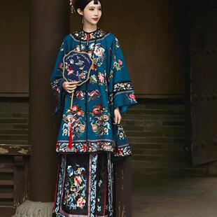 清汉女宫廷贵妃中式国风格格服女装清代晋商少奶奶复古风圆领对襟