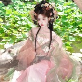 齐腰襦裙荷花元 衫 素绝美闺蜜荷花精 汉服女魏晋风南北朝大袖 新款