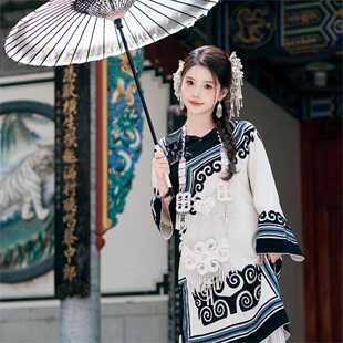 汉服女彝族白月光新中式改良款凤凰古城苗疆火把节民族风旅拍服装