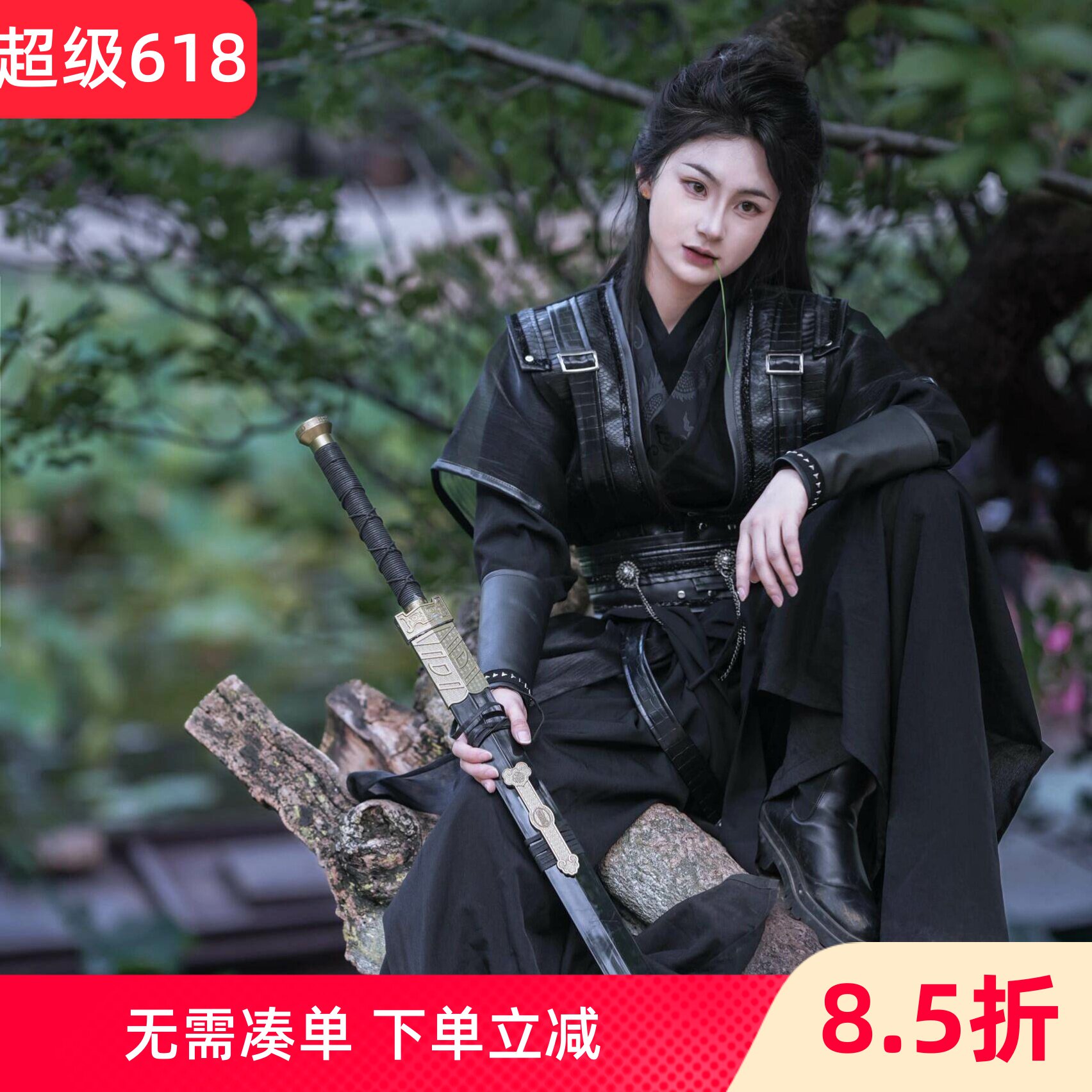 汉服男装女装cosplay古代黑套装劲装国风武侠客飞鱼装帅气花木兰