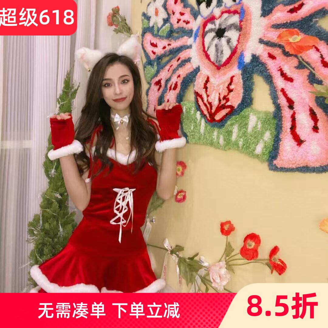 圣诞节成人家居服女红色圣诞装节日派对装扮甜美性感套装主播制服
