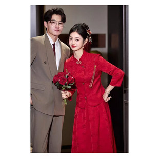 新中式红色中长款高级感千金风婚礼敬酒回门新年战袍新娘国风礼服