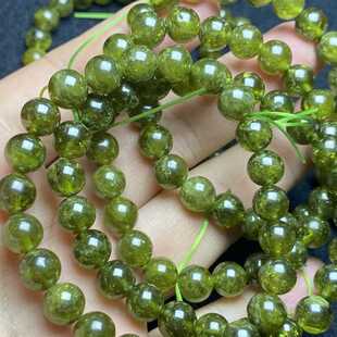 天然透体沙佛莱绿石榴手链五大彩宝绿瘤石水晶绿色橄榄石单圈手串