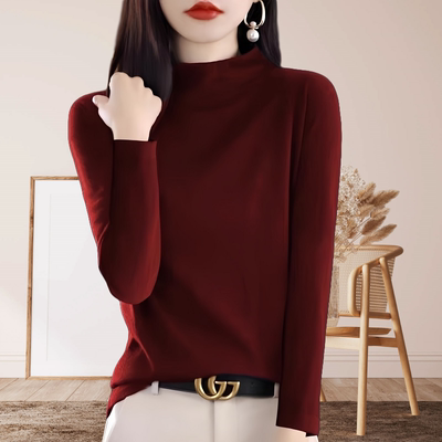 春秋半高领针织打底衫大码女