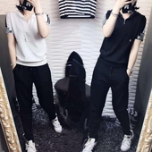 女夏季 连帽显瘦休闲裤 2026时尚 短袖 两件套 冰丝针织薄款 欧洲站套装