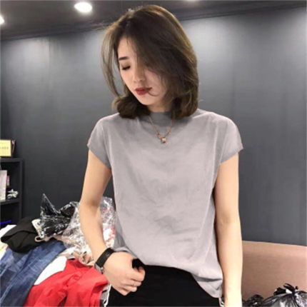冰丝针织衫设计感小众短袖T恤时尚百搭打底衫修身显瘦外穿上衣潮