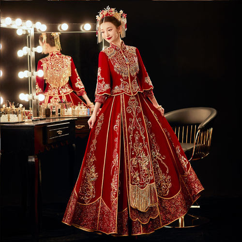 丝绒秀禾服2022新娘结婚