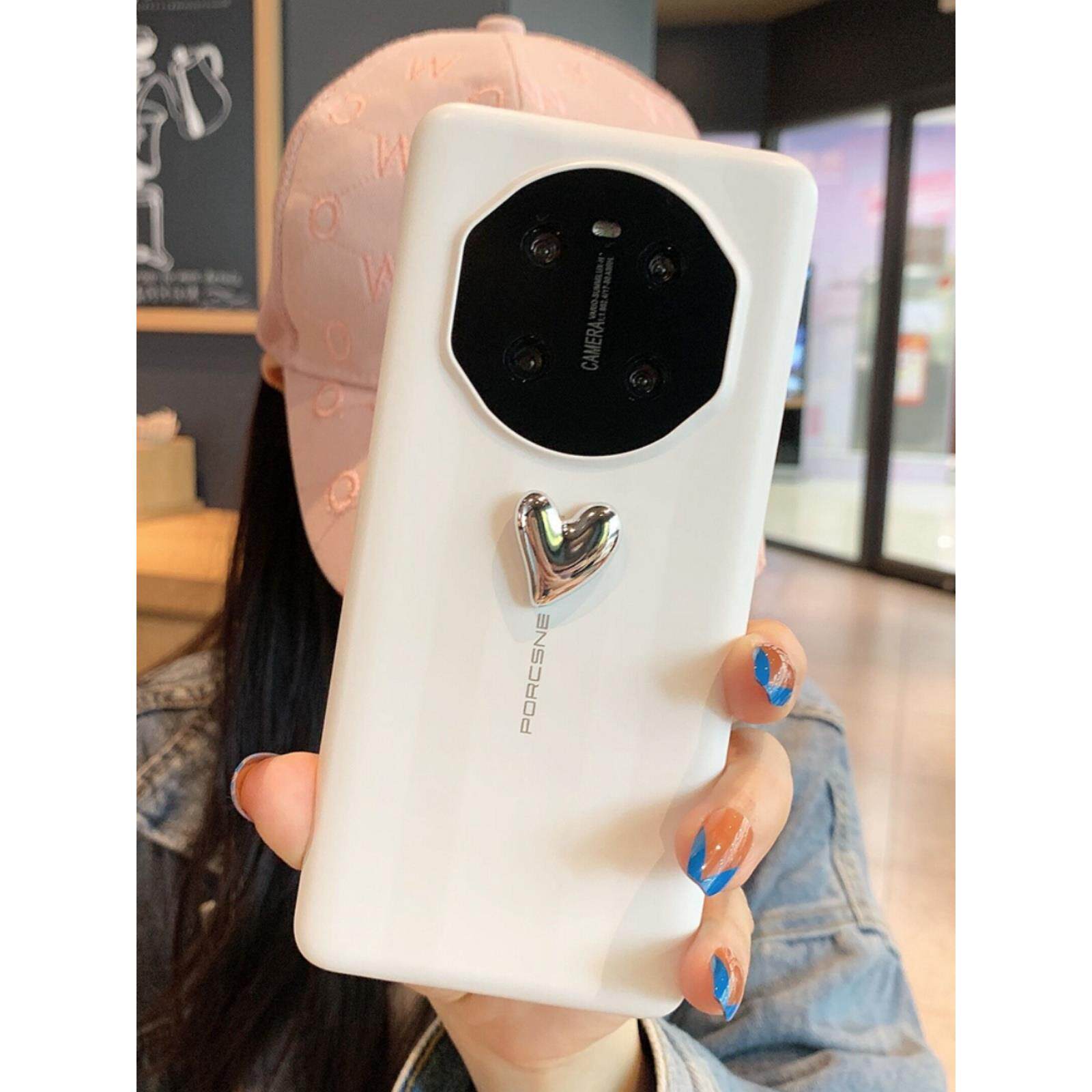 原装正品银色爱心适用华为Mate60Pro非凡大师手机壳秒变40RS保时捷50典藏版30E时尚奢华20女款防摔全包小众高