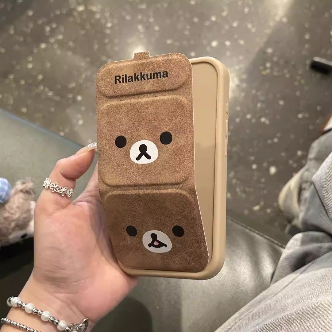 卡通翻盖轻松熊表情适用苹果17promax手机壳16新款ipho