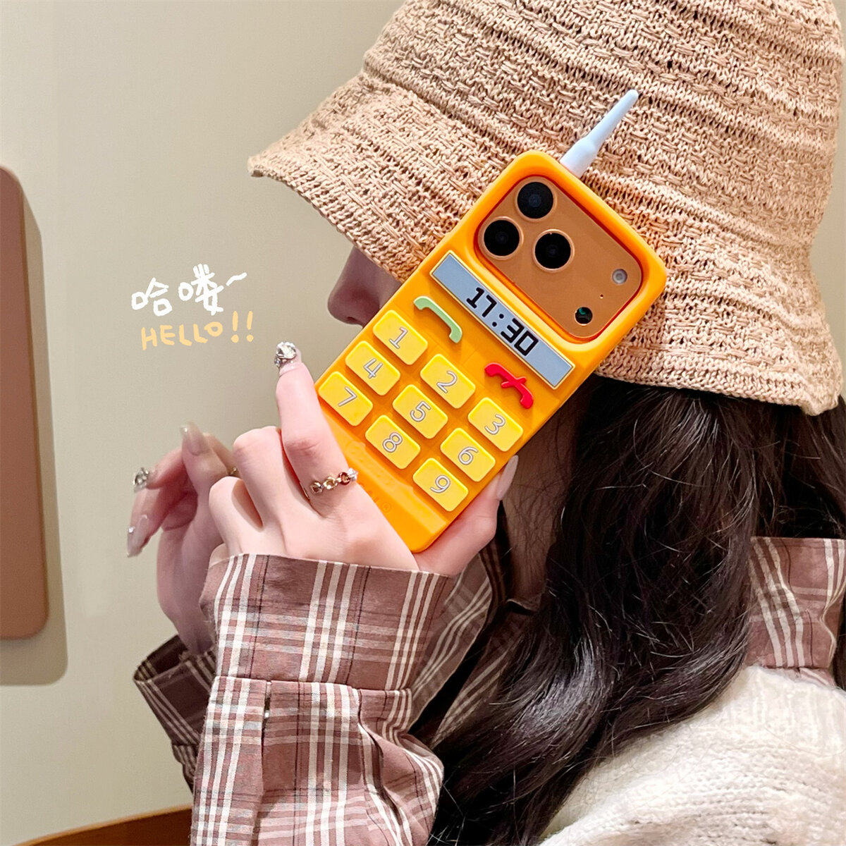 立体ins橙色大哥大手机壳