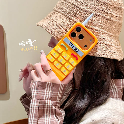 立体ins橙色大哥大手机壳