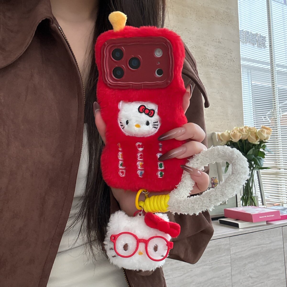 毛绒电话kitty可爱新款手机壳