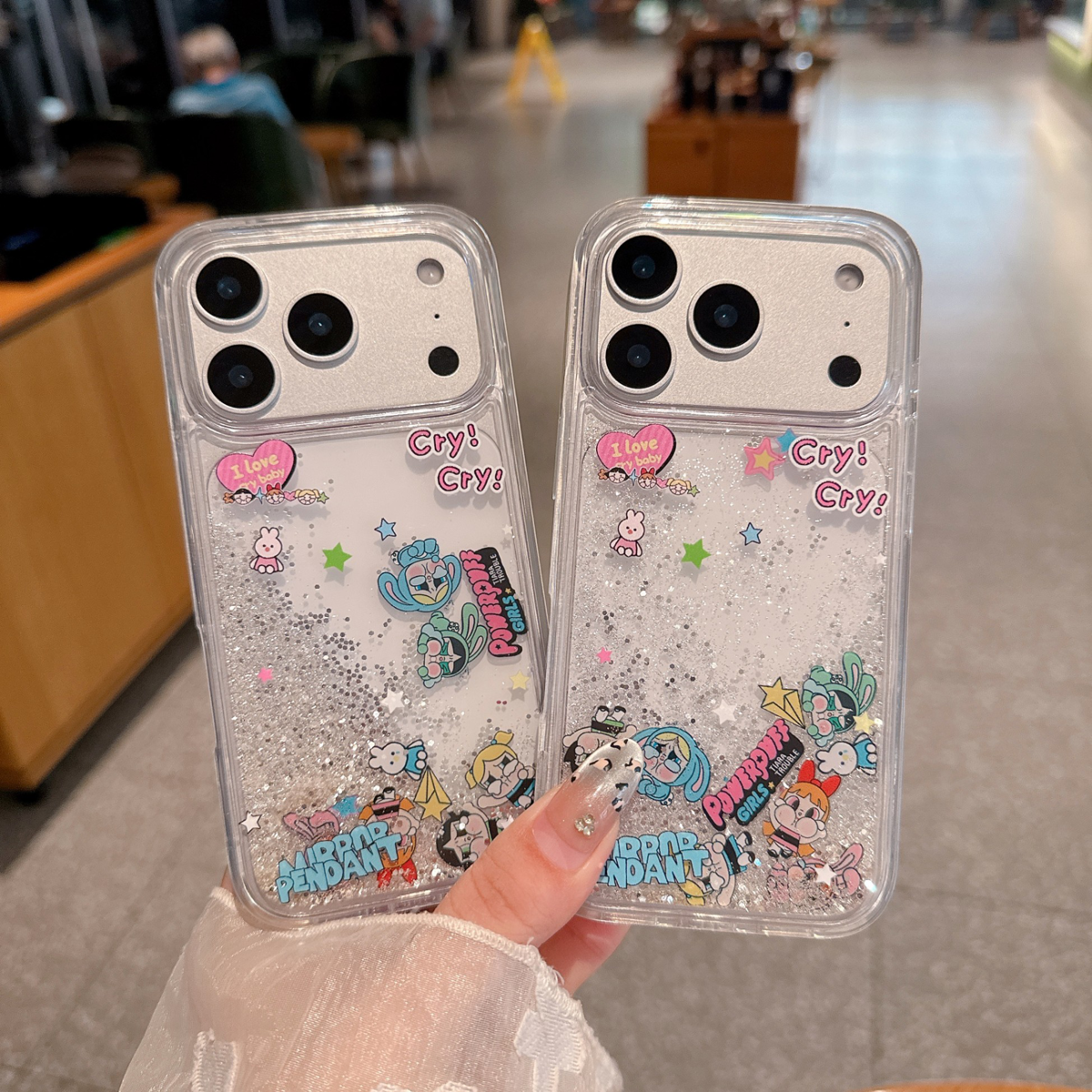 可爱哭娃星星人流沙适用苹果17手机壳流动iphone16prom