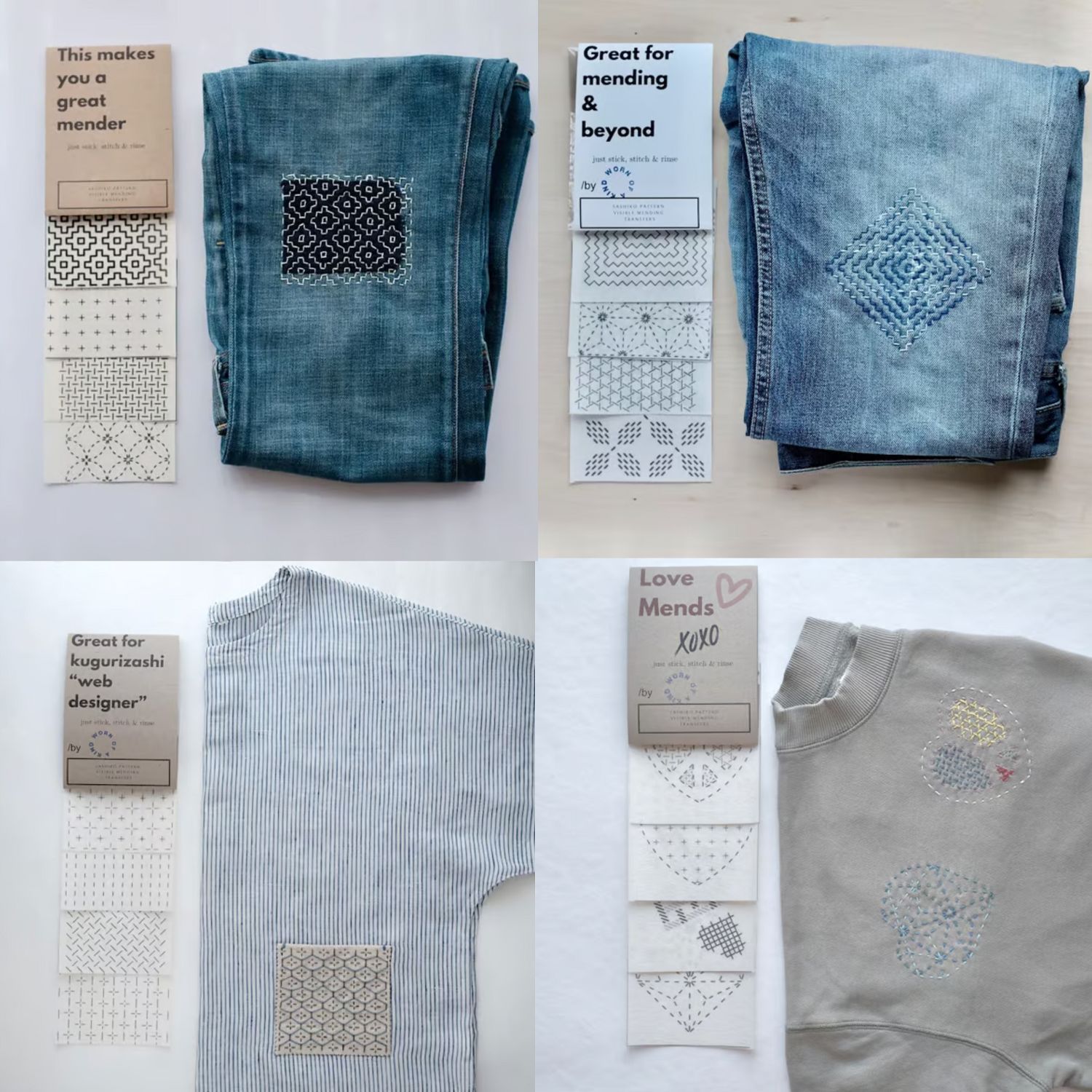 可见修补刺绣工具跨境Visible Mending Transfer Sashiko Pattern