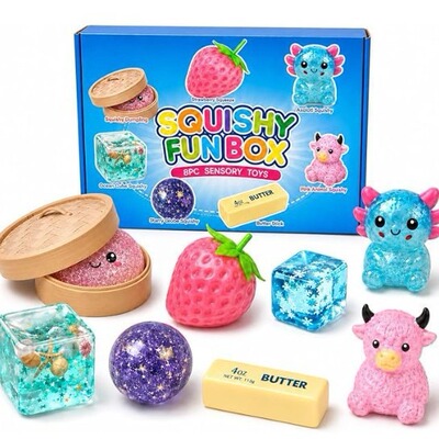 跨境新品 8-Piece Set Squishy Box 8件套神秘软萌捏捏乐玩具盒
