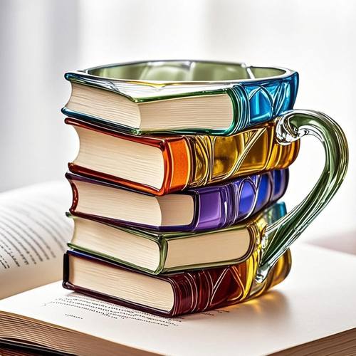 彩绘书杯3D彩绘书籍咖啡杯独特的书籍堆叠咖啡杯Painted Book Mug