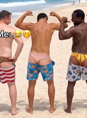 跨境新品Funny Novelty Men's Briefs户外沙滩趣味恶搞男士三角裤