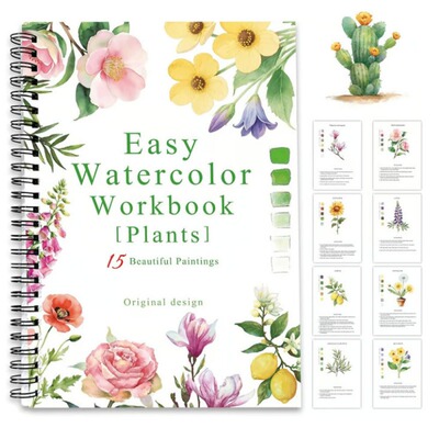 跨境新款 Animal Watercolor Painting Workbook 水彩画练习册