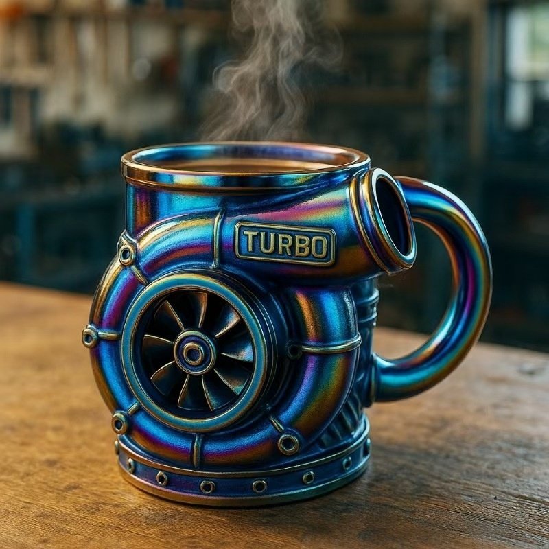 跨境新款 Retro V8 Engine Mug 复古V8发动机3D机械咖啡杯马克杯