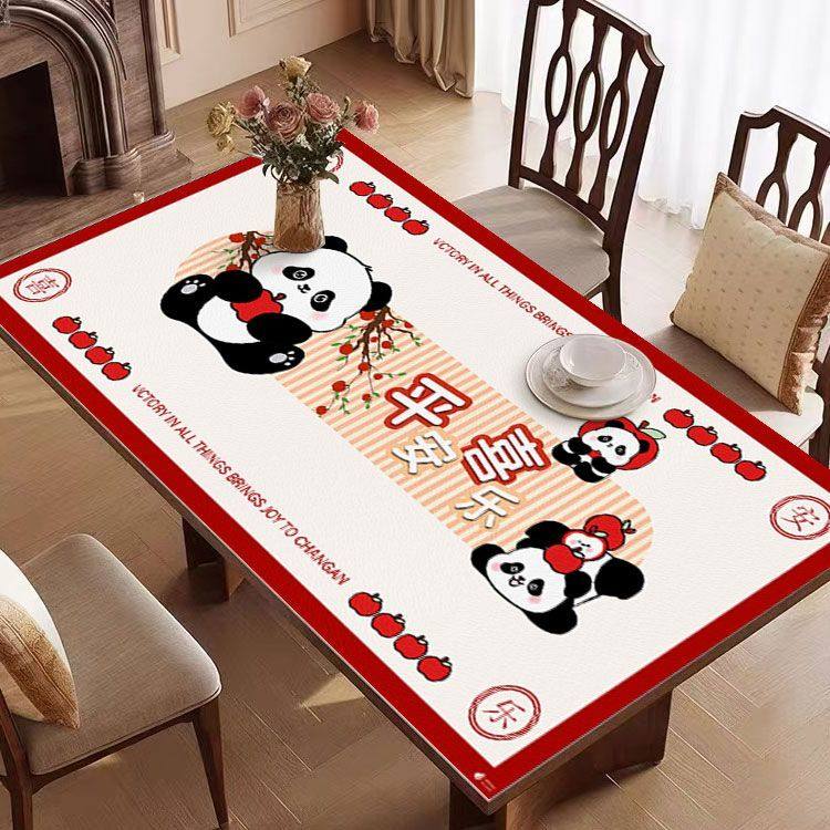 卡通桌布防水防油防烫免洗可擦长方形餐桌垫红色喜庆客厅茶几垫子,居家布艺,茶几垫,淘宝优惠券,粉丝福利购,淘宝优惠卷