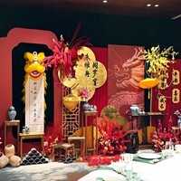 龍寶一周歲宴生日布置裝飾抓周禮百天男女孩中式用道具背景墻kt板