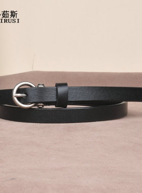 女士皮带2025新款细窄真皮纯头层牛皮耐用配牛仔裤小腰带黑色简约
