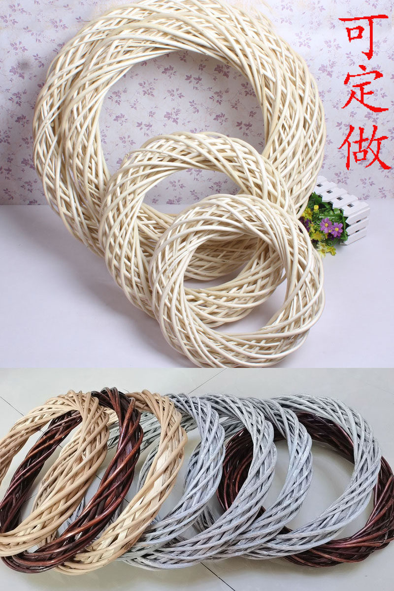 厂家直销柳编花环婚庆拍照道具锅垫墙壁装饰颜色和大小可定做柳编