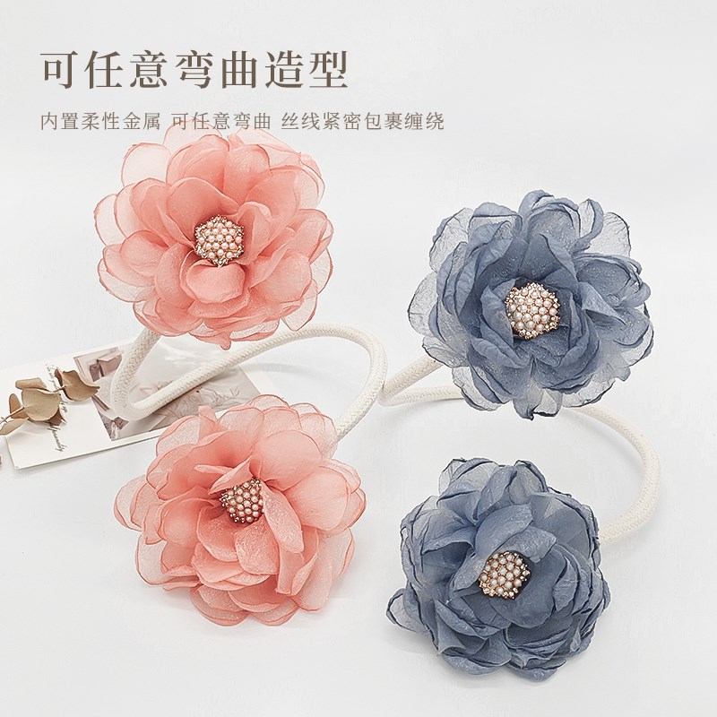 极速窗帘绑带轻奢扎m束带点缀装饰纱帘固定夹子窗帘收纳花朵窗帘