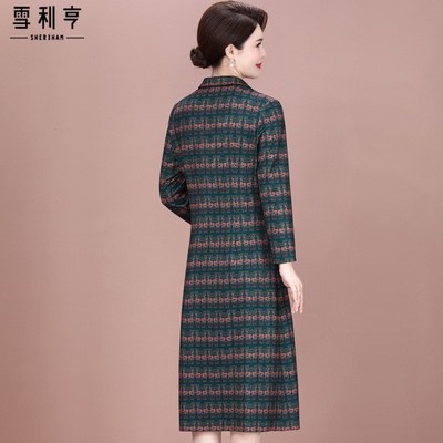 中老年女春秋连衣裙2025新款妈妈装洋气中长款阔太W太长袖打底裙