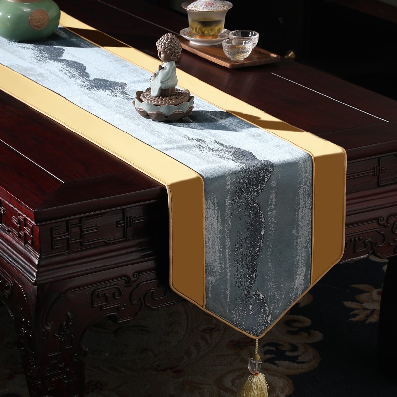 极速中式桌旗简约现代茶几盖布会议桌桌布长方形T复古床头柜电视
