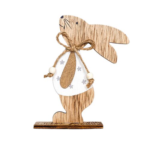 新品2023 Happy Easter Decorations Rabbit LEaster Wooden Orna