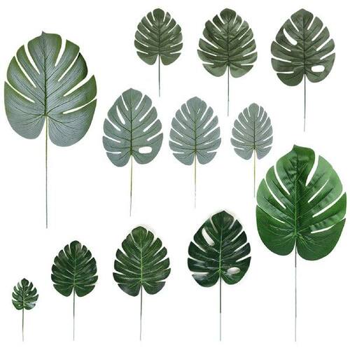 新品10Pcs Artificial Plant Fake Monstera LeavesR for Wall Li