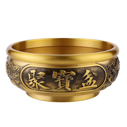 新品纯黄铜聚宝盆招财进宝摆件中式家用客厅装O饰品工艺品大号礼