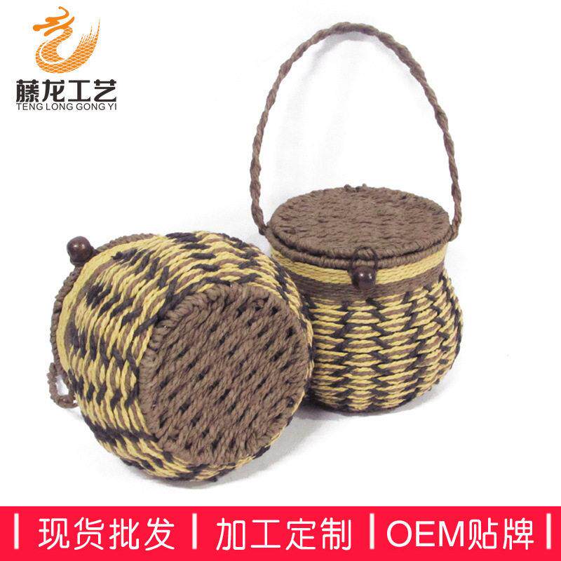 爆仿藤编织半斤装茶叶罐茶叶篓红茶绿茶散装茶饼包装盒茶叶盅