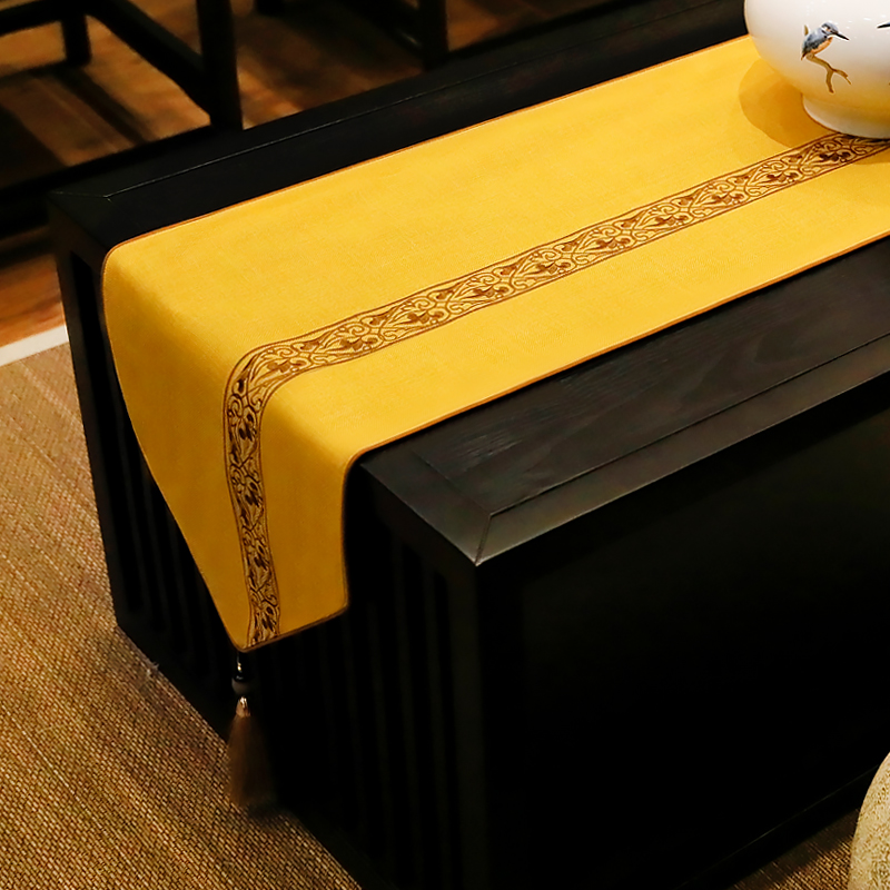 极速新中式桌旗茶席简约s茶布禅意长条布艺中国风茶几茶台桌布茶