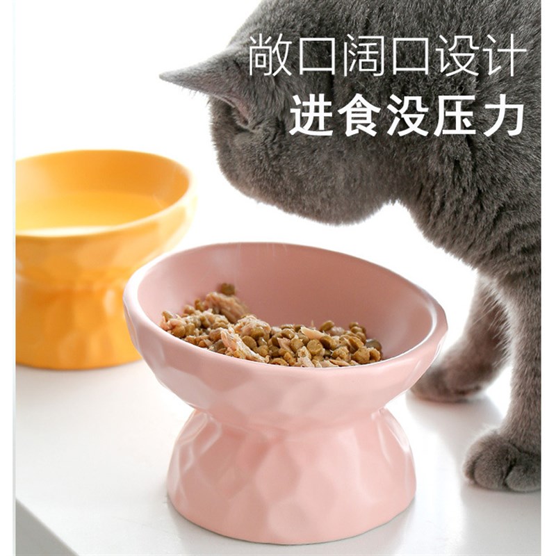 极速猫碗陶瓷猫咪食盆宠物高脚y碗防打翻保护颈椎猫粮碗水碗狗碗