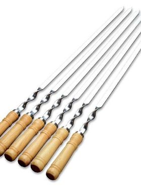 极速6pcs BBQ Long nHandle Shish Kebab Barbecue Grill Stick W