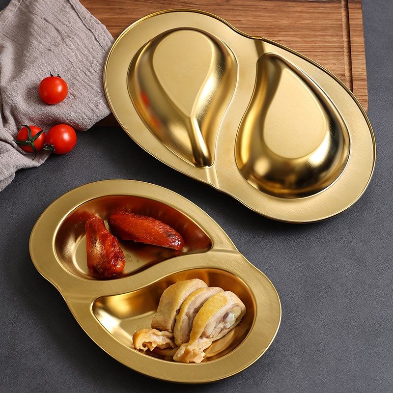 极速不锈钢双拼餐m盘小吃盘卤水盘双格盘子醋泡花生凉菜盘深盘饭,餐饮具,盘,淘宝优惠券,粉丝福利购,淘宝优惠卷