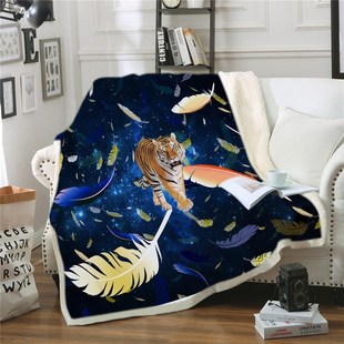 极速3D Tiger Sherpa Feather BlankFet Super Soft for Spring