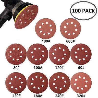 极速100pcs 125mmk Round Shape Sanding Discs Hook Loop Sandin