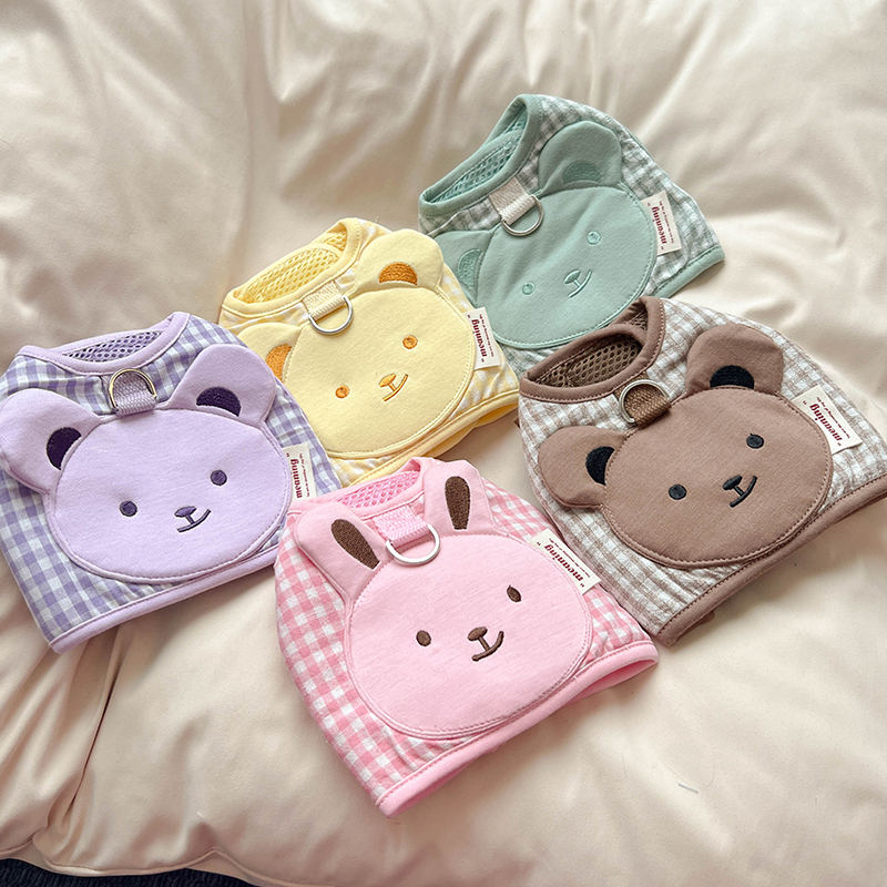 极速宠物衣服狗狗猫咪外出胸背带帽子牵引绳小型犬约W克夏马尔济