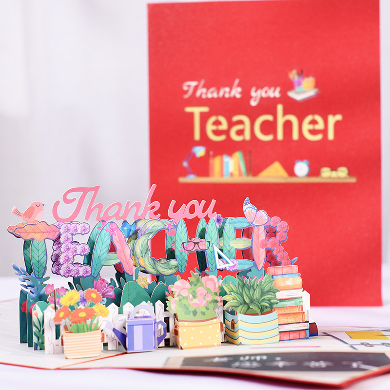 新品thank you teacher card 3d greetingK cards teachers day教 - 实物图