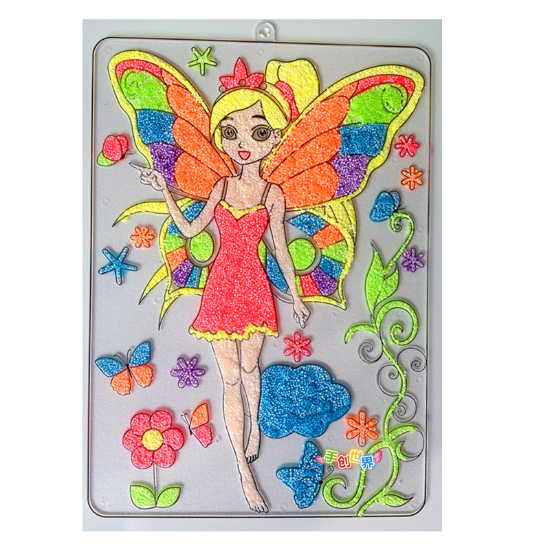 极速儿童diy手工制作冰晶彩绘雪花泥珍H珠泥粘土N画彩泥公主画沙