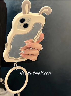 韩风ins仙女适用华为mate40pro手机壳mate60pro兔耳朵补妆镜子p50/30可爱萌nova11软硅胶套nova9/8/7全包防摔