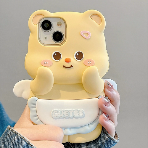 立体黄油熊软硅胶手机壳可爱防摔
