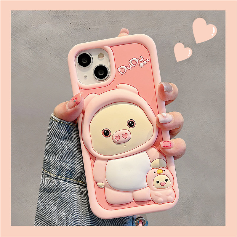 13promax超火嘟嘟小猪12网红女款11全包防摔软硅胶套苹果13卡通挂件