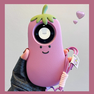 立体卡通紫色茄子表情适用华为mate60pro手机壳pura70pro+可爱个性p70全包日韩新款软硅胶套m60挂绳防摔女款